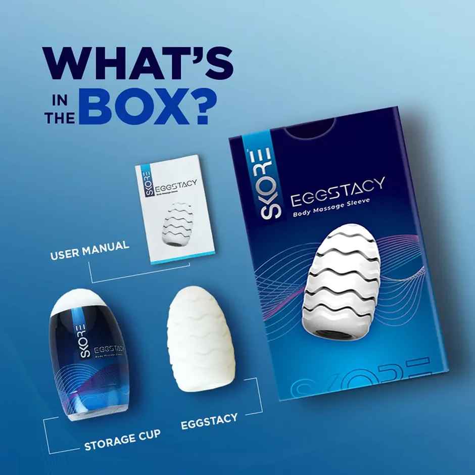 Skore Eggstacy Self-Pleasure | Massage Sleeve For Men (1pc) & Skore Hardrock Gel For Increased Harness | Skin Friendly Non-Sticky Natural Blend For Men (30ml) Combo