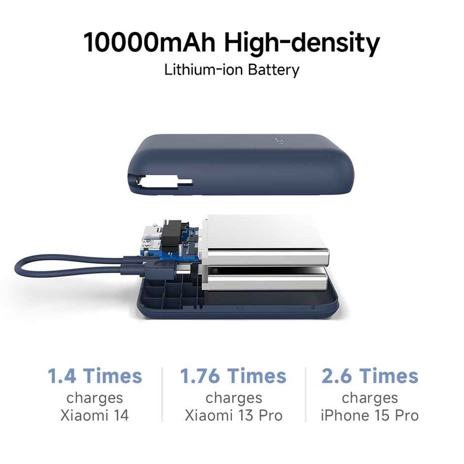 Xiaomi Pocket Power Bank 10000 mAh 22.5W With Built-In Cable