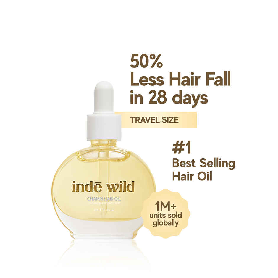 inde wild Champi Hair Oil With Bhringraj, Brahmi & Amla For Regrowth, Hairfall & Dandruff Control