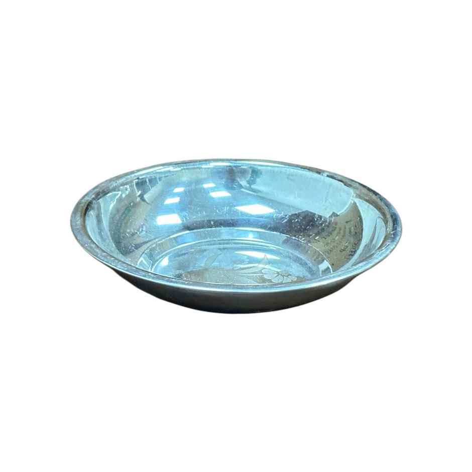 DiaCraft Stainless Steel Halwa Katori For Kanjak Gifting - Silver | Laser Finish