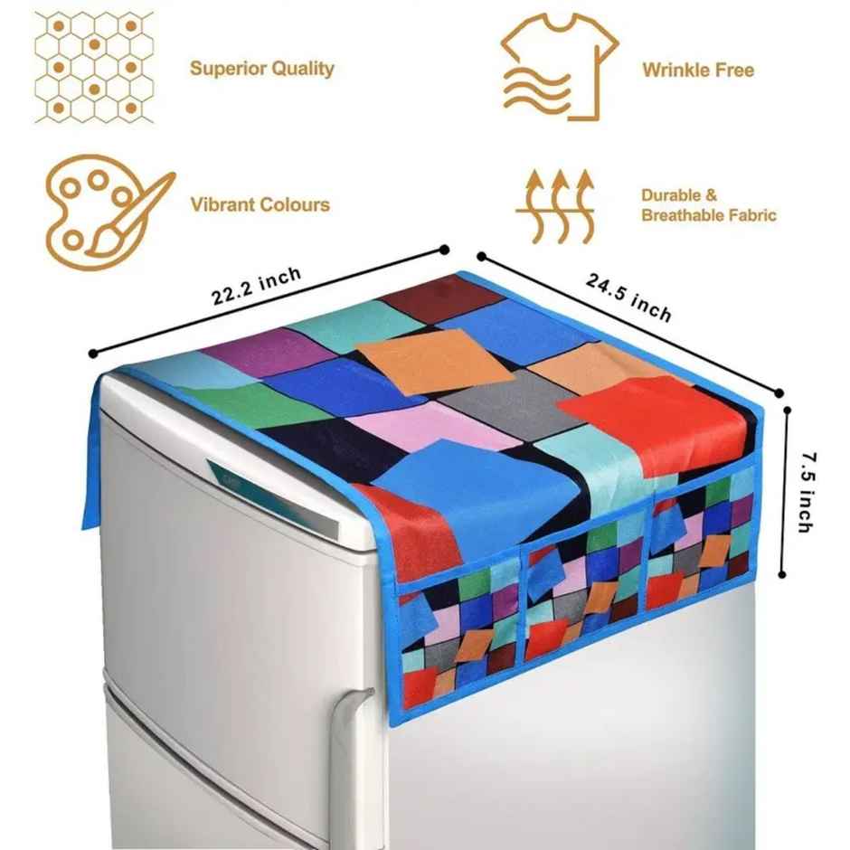 Homeharmony Multi Colour Floral Design Fridge Cover With Six Side Pockets