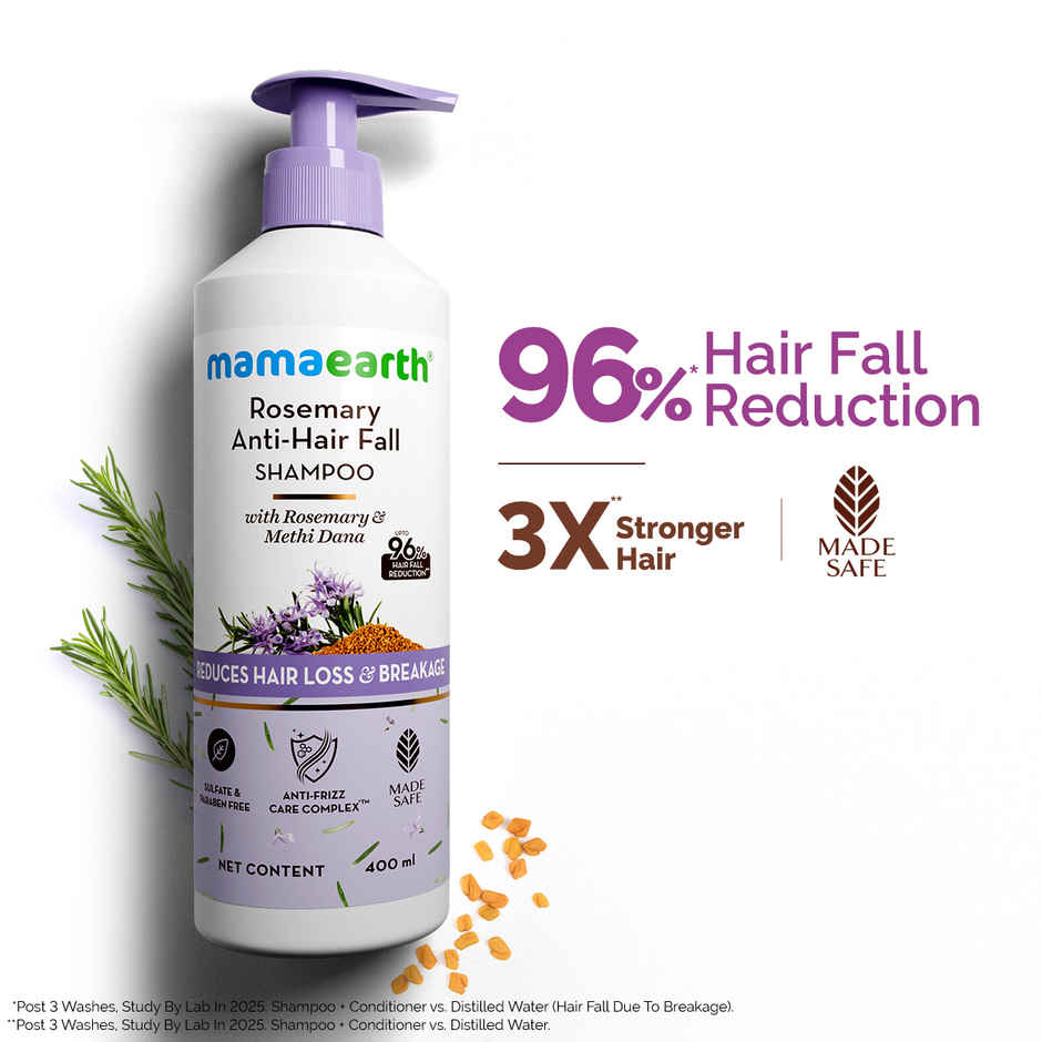 Mamaearth Rosemary Anti-Hair Fall Shampoo With Rosemary & Methi Dana | Hard Water Protection