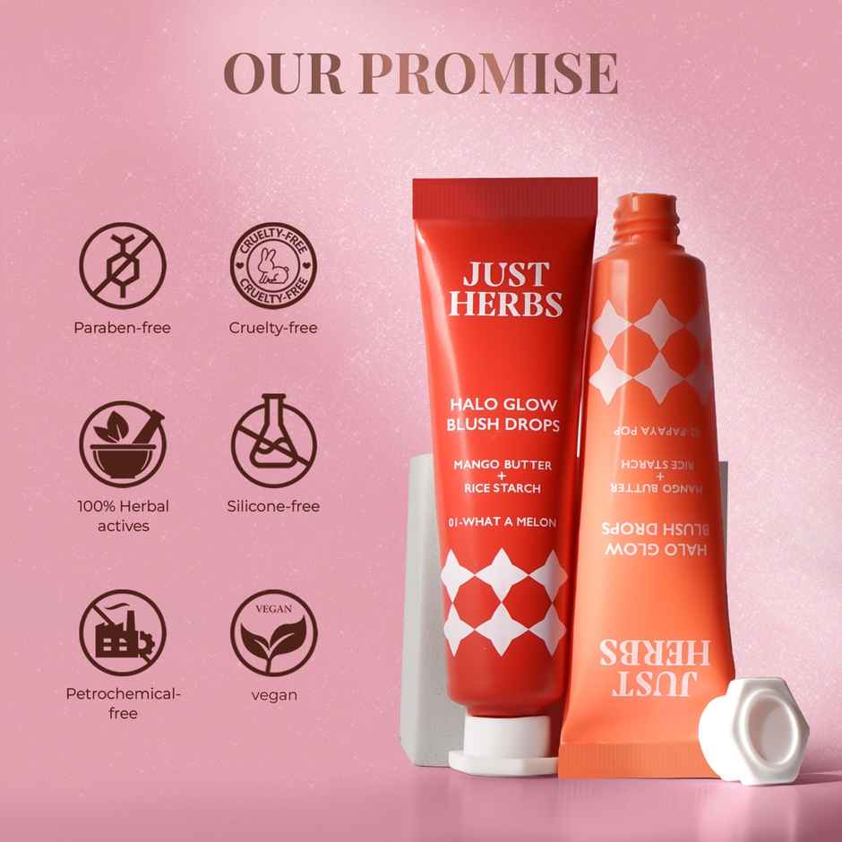 Just Herbs Halo Glow Liquid Dewy Radiance Pigmented Long Stay Blush Drops (Nuts For Coco)