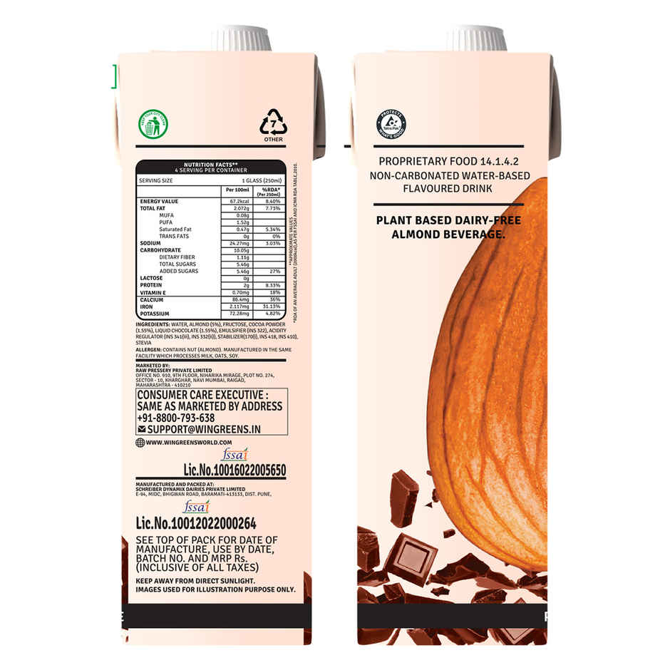 RAW Pressary Almond Bevarage Cacao  Chocolate Flavoured Almond Drink  Lactose Free  Vegan Drink