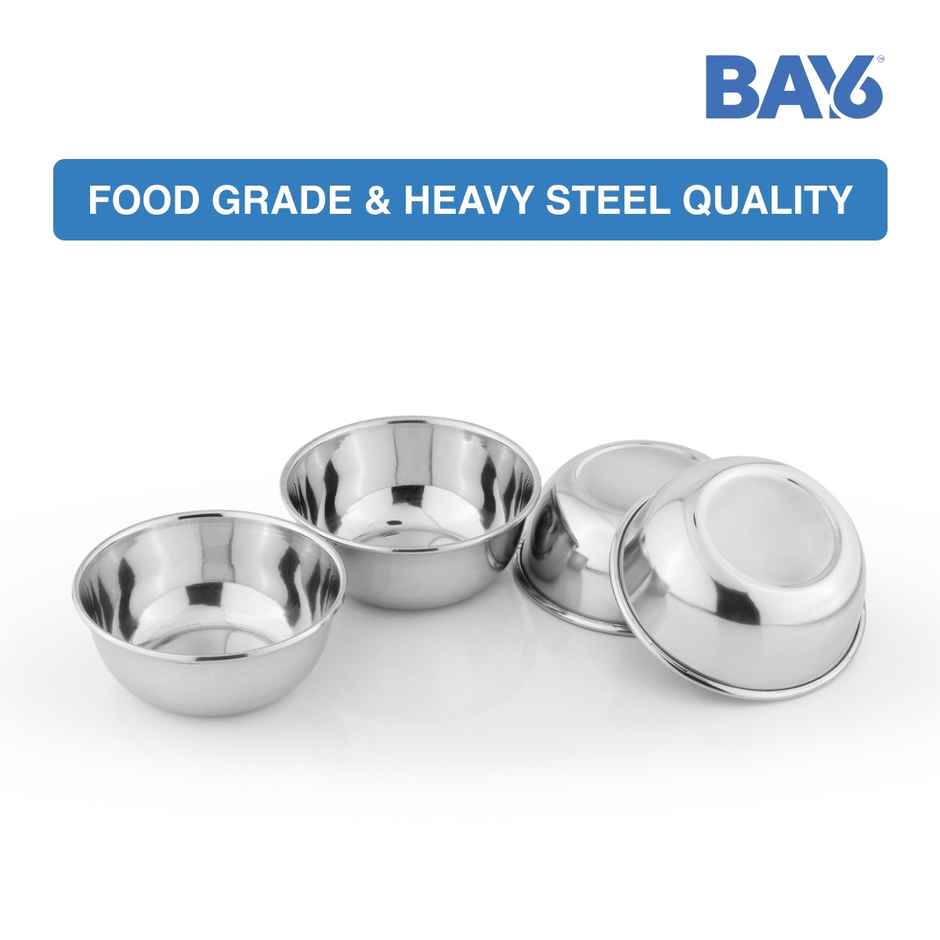 BAY6 Steel Veg /Curry Bowl 6 Inch - (4pc)