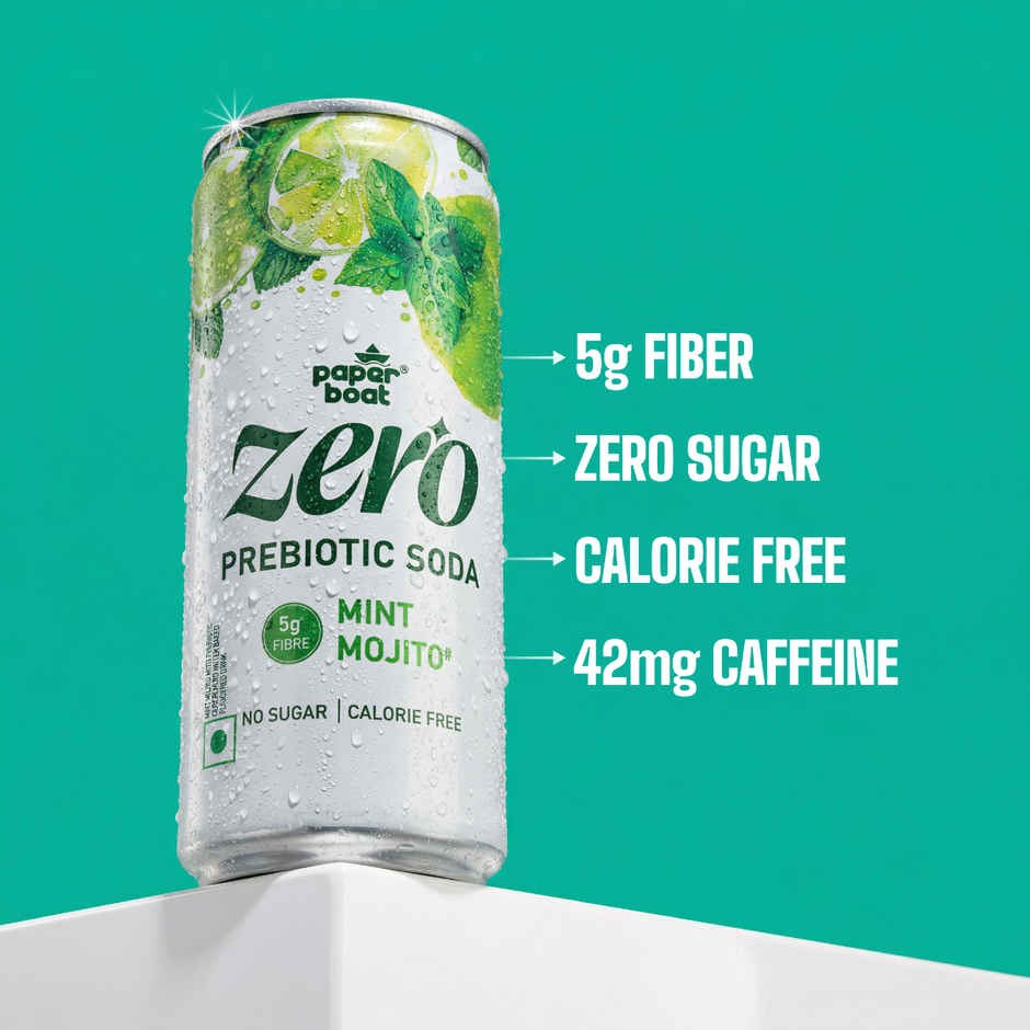 Paper Boat Zero Prebiotic Soda Mint Mojito,  5g Fibre, Caffeinated Sugar Free Cold Drink Combo