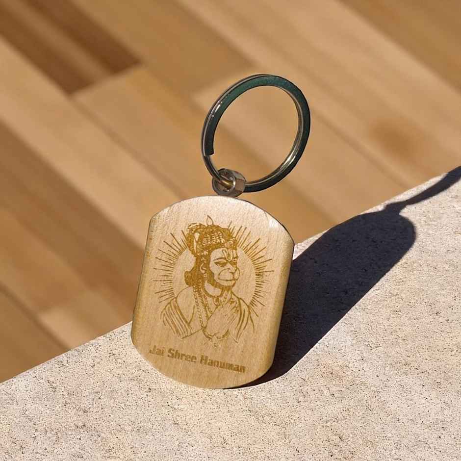 Samsidhi Pooja Jai Shree Hanuman Wooden Keychain