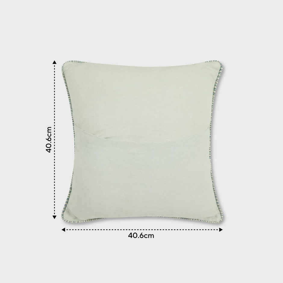 Fabindia Cotton Cushion Cover | Green | 16 x 16 inch