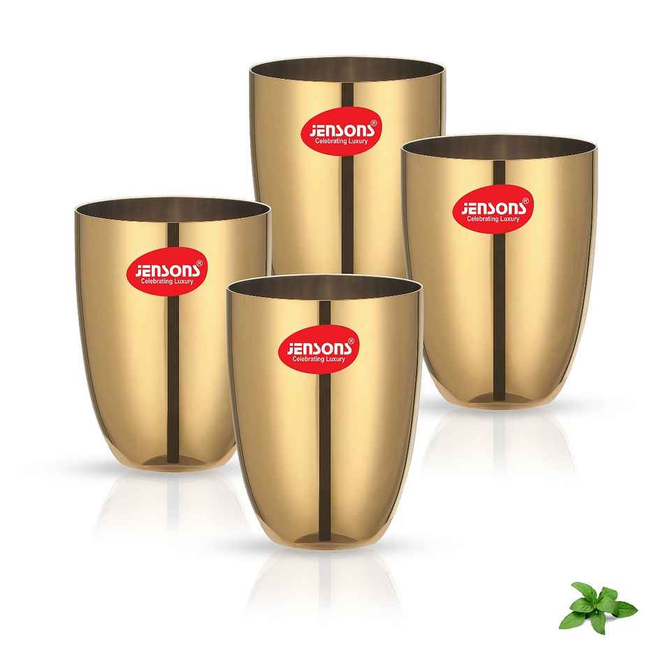Jensons Pvd Lotus Glass 4 Pcs -gold