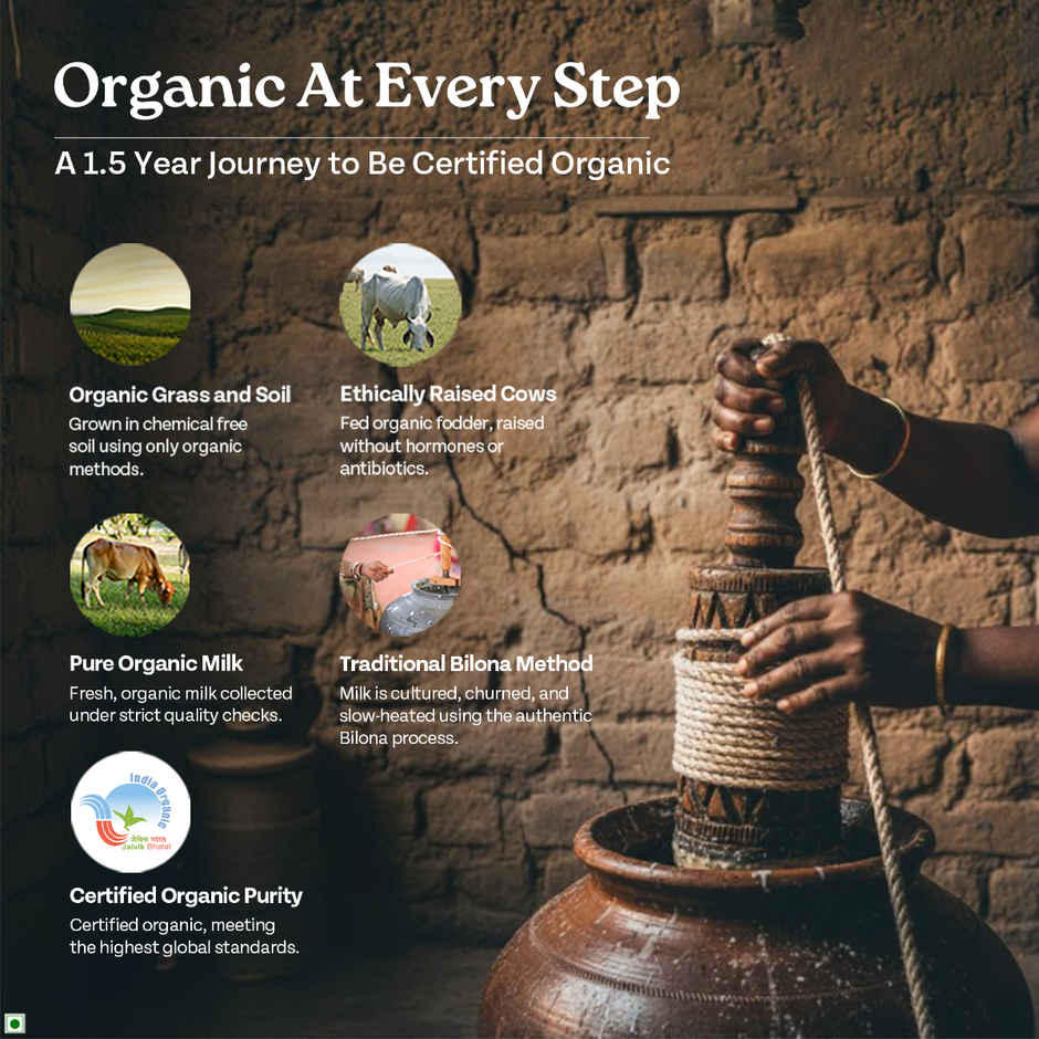 A TATA Product - Organic India Pure Bilona Ghee | Glass Bottle | Labs Tested on 250+ Parameters
