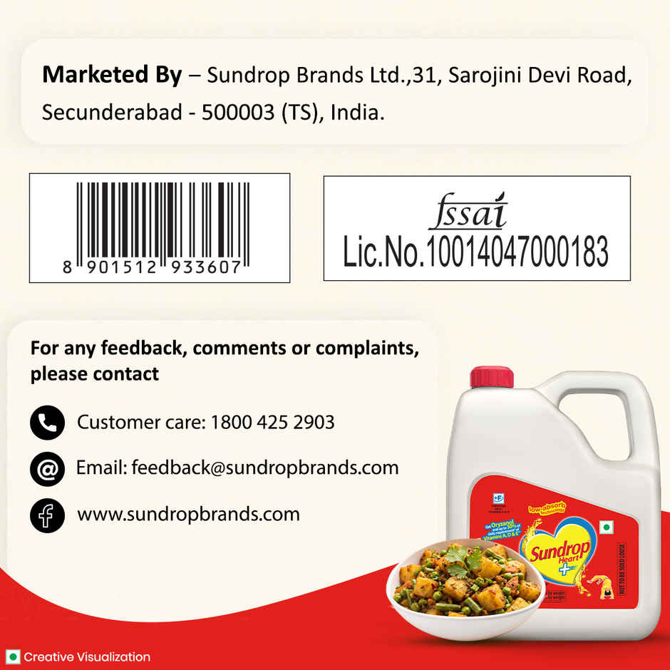 Sundrop Heart Plus|  Helps Reduce Cholesterol | Refined Rice Bran & Corn Oil