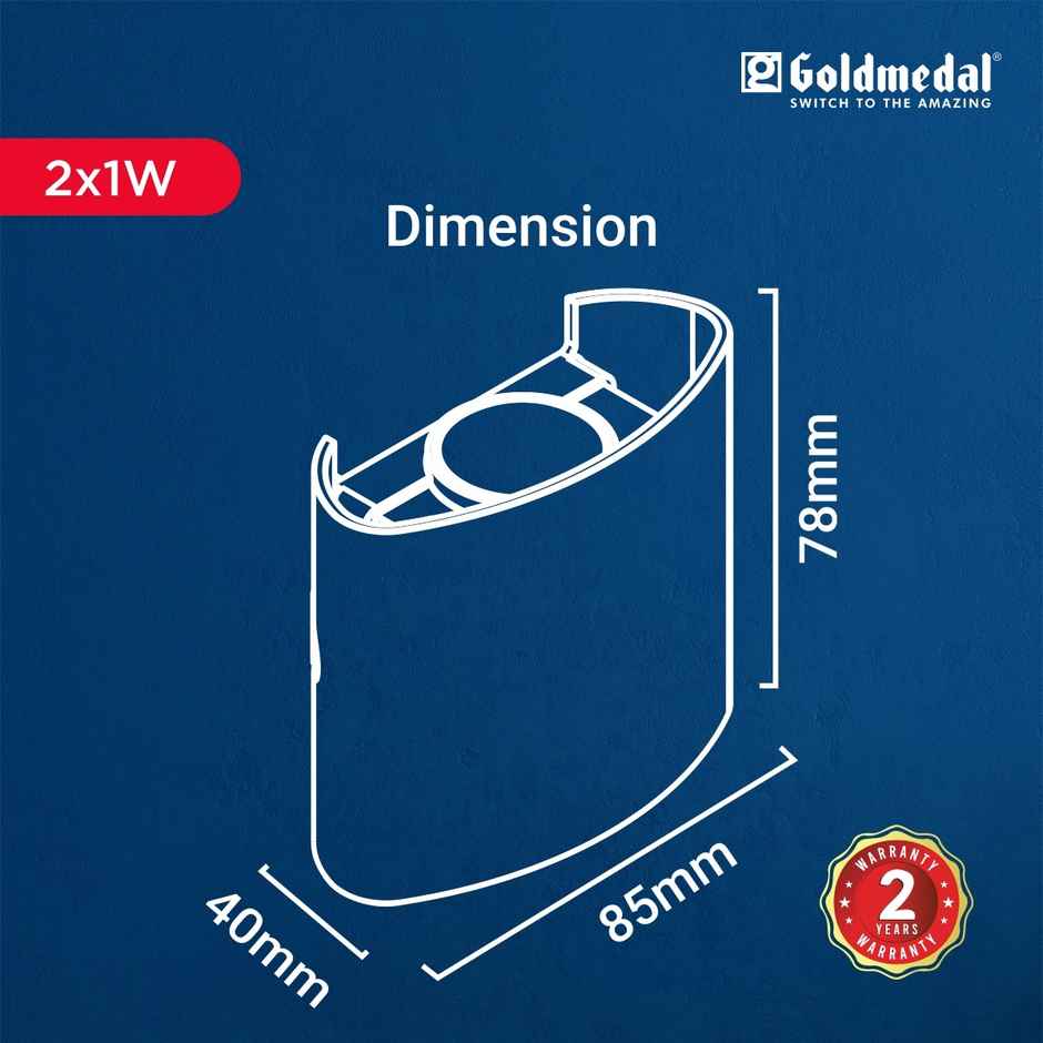 Gold Medal Parkos 01 2W Up-Down LED Outdoor Wall Light | IP54 Waterproof Exterior Wall Mount | Decorative Indoor/Outdoor Light for Garden, Balcony & Gate