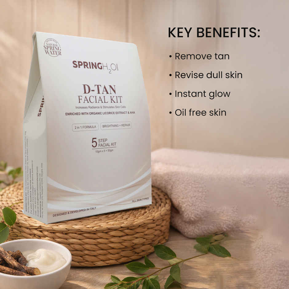 Spring H2O D-Tan Facial Kit With Instant Glow And Remove Tan & Dull Skin
