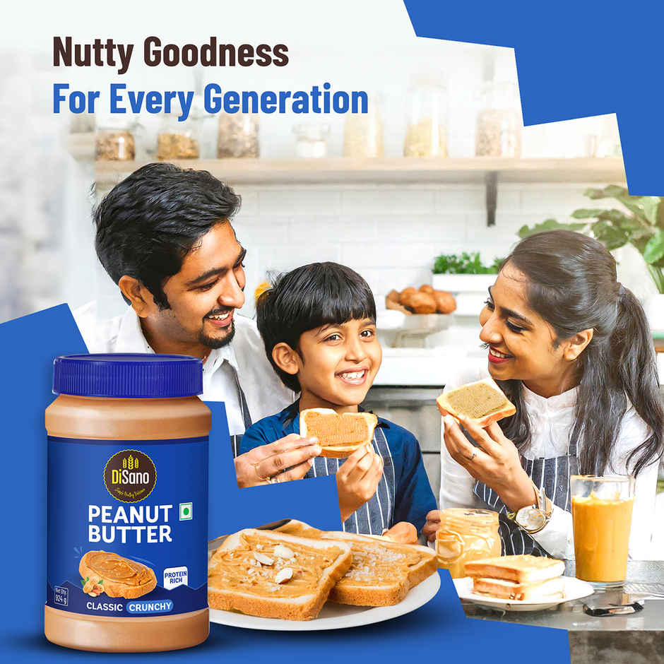 Disano Peanut Butter - Crunchy, 26% Protein, No Trans Fat & Preservatives