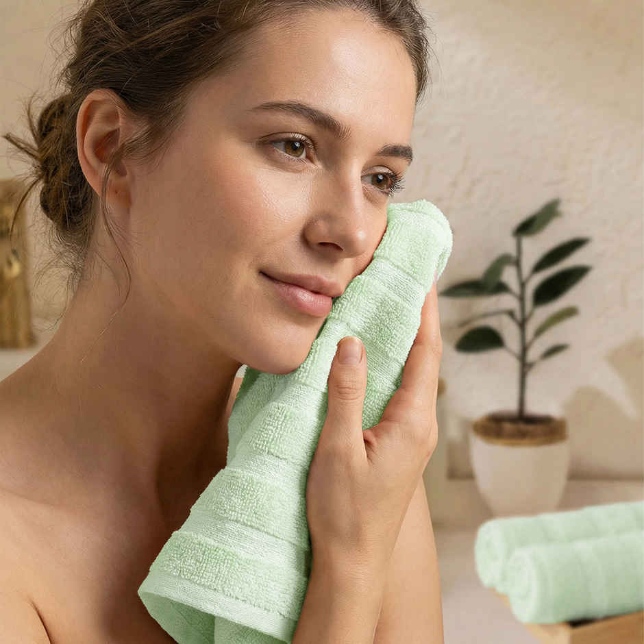Mytrident Quick Dry Cotton Face Towel Set | 13 x 13 in | Sage