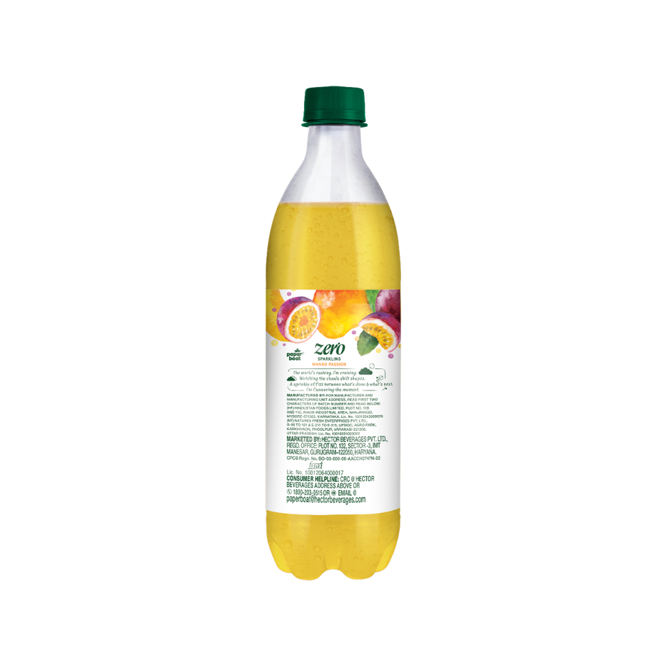 Paper Boat Zero Sugar Mango Passion Sparkling Water, Sugar Free Cold Drink