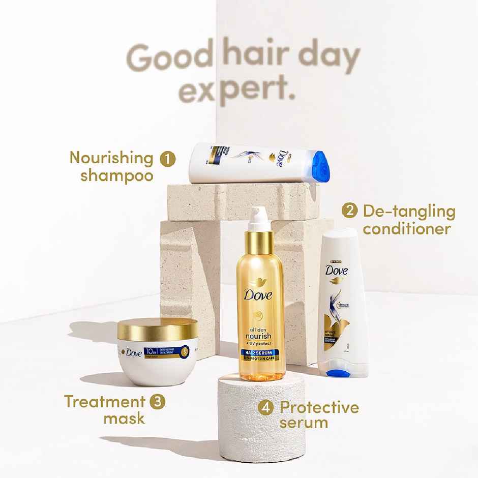 Dove  All Day Nourish + Uv Protect  Hair Serum For All Hair Types With Bio Protein Care
