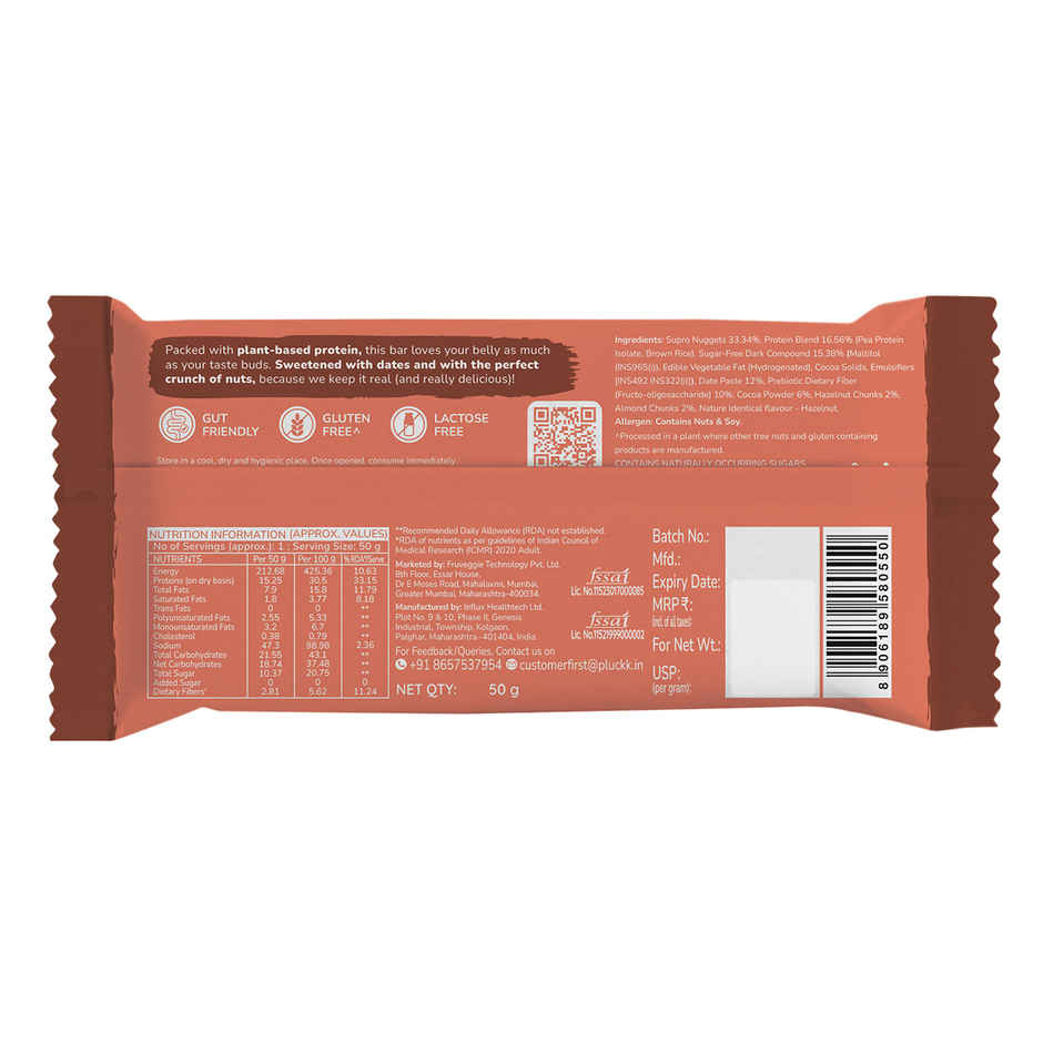 Chocolate Hazelnut Protein Bar - No Refined Sugar | 15 g Complete Protein | Upnourish by Pluckk