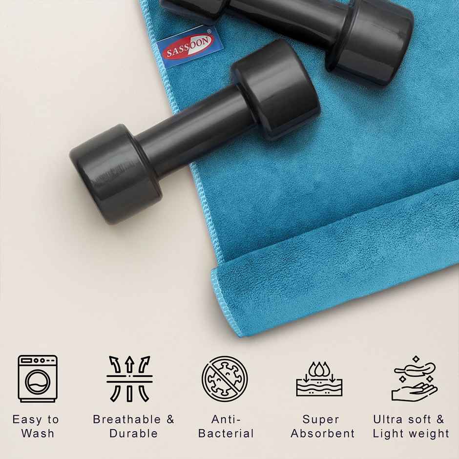 Sassoon Microfiber Gym-Sports Towel | Teal | 40 x 60 cm