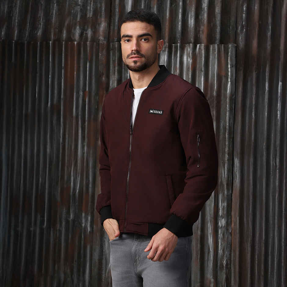 High Star Men's Lightweight Bomber Jacket | Maroon - L