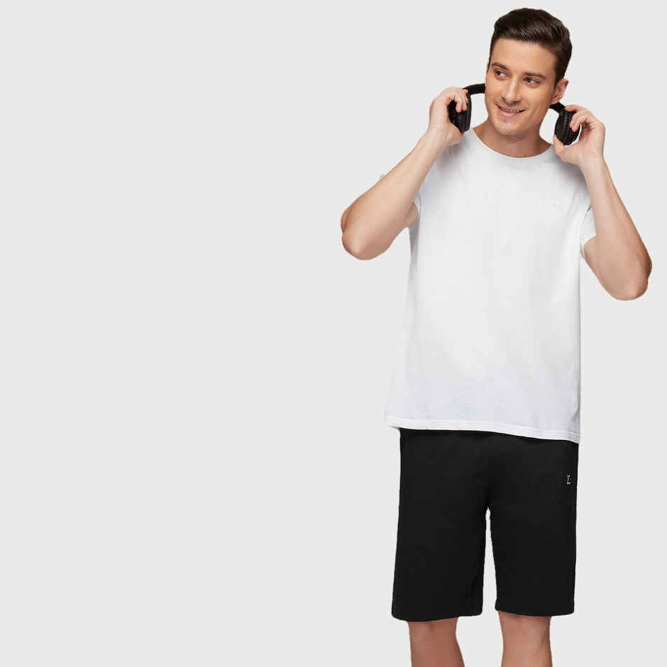 XYXX Ace Cotton Modal solid Shorts | 2 Side Pocket with zip | Black- L