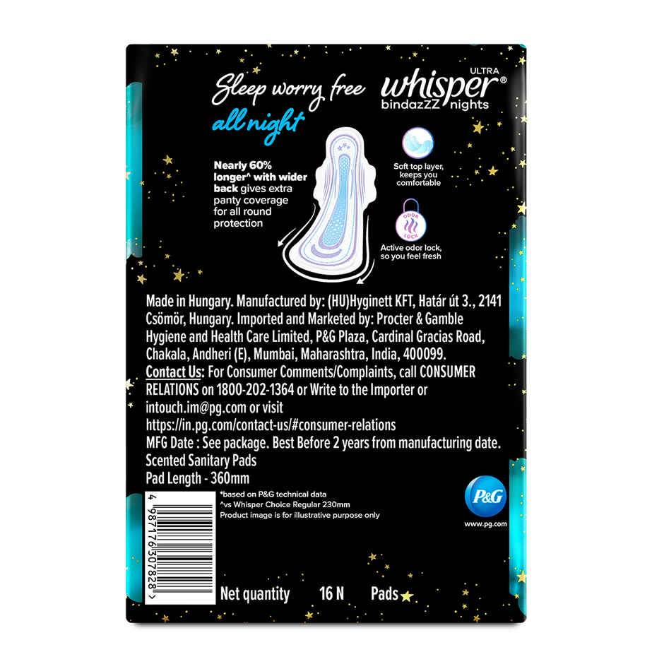 Whisper Bindazzz Nights 16 XXL+ Sanitary Pads