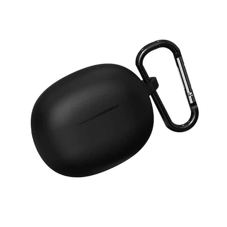 Sounce Earphone Case Cover for Realme TechLife Buds T100, Soft Silicone Skin Case Cover Shock-Absorbing Protective Case with Keychain-Black