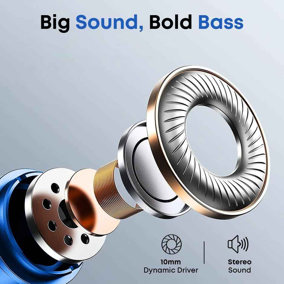 pTron Pride Lite 3.5mm Wired Earphones With Mic Stereo Audio 1.2m Tangle-Free Cable - Blue