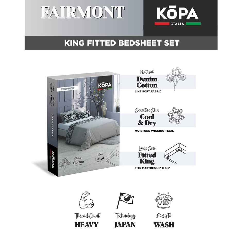 Kopa Bamboo Micro King Bedsheet With 2 Pillow Covers | Set of 3 | Fairmont Checks | Green, Blue