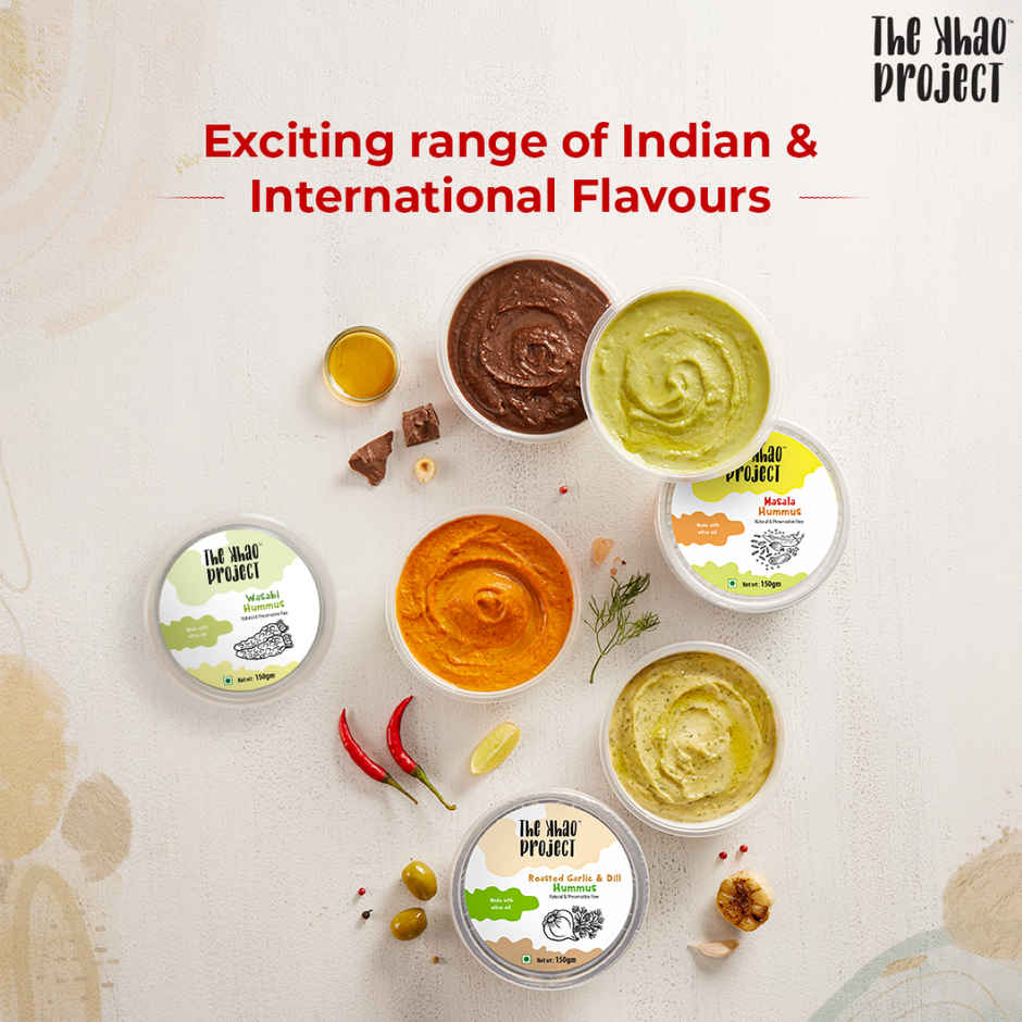 The Khao Project Roasted Garlic & Dill Hummus(150gms) & The Khao Project Roasted Red Pepper Hummus(150gms) Combo
