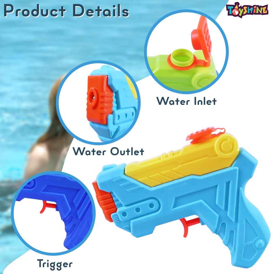 Toyshine Handheld Beach Pool Squirt Water Gun for Kids 3+, Blue