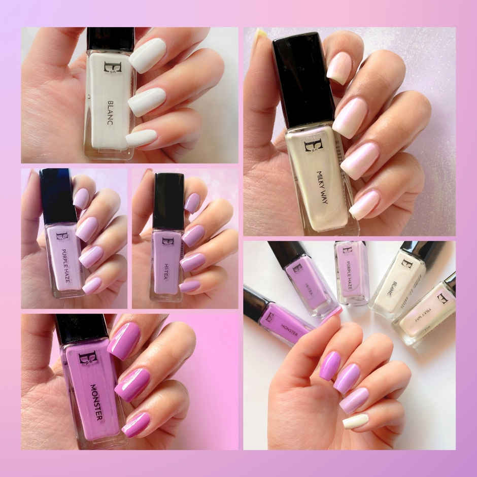 Ellement Co. Lavender Love Nail Polish Kit | Trendy Soft Pastel Shades | Glossy Finish | Quick Dry