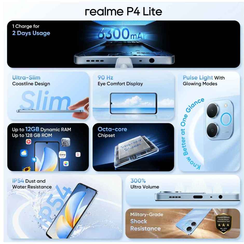 realme P4 Lite Sea Blue 4GB RAM 64GB Storage