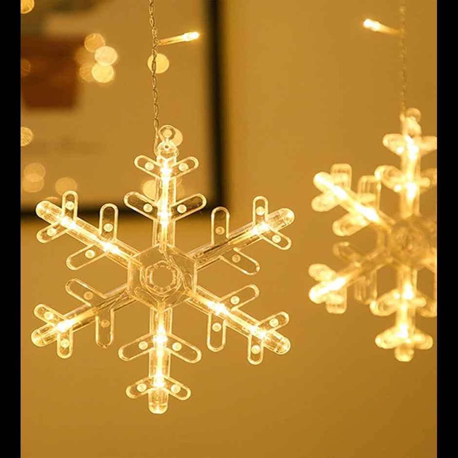 Desidiya Festive Christmas & Diwali Snowflake Led Curtain Lights For Window