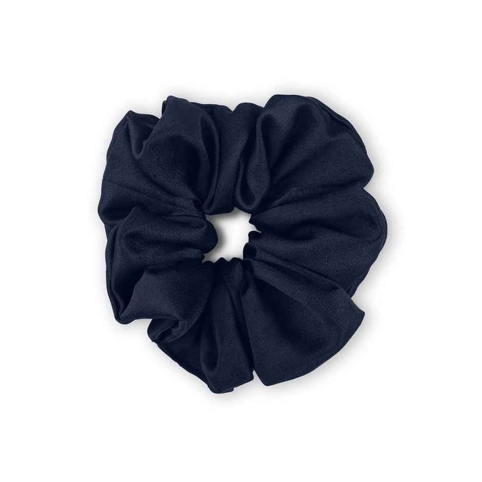Mueras Silk Satin Hair Tie Scrunchie Navy Blue