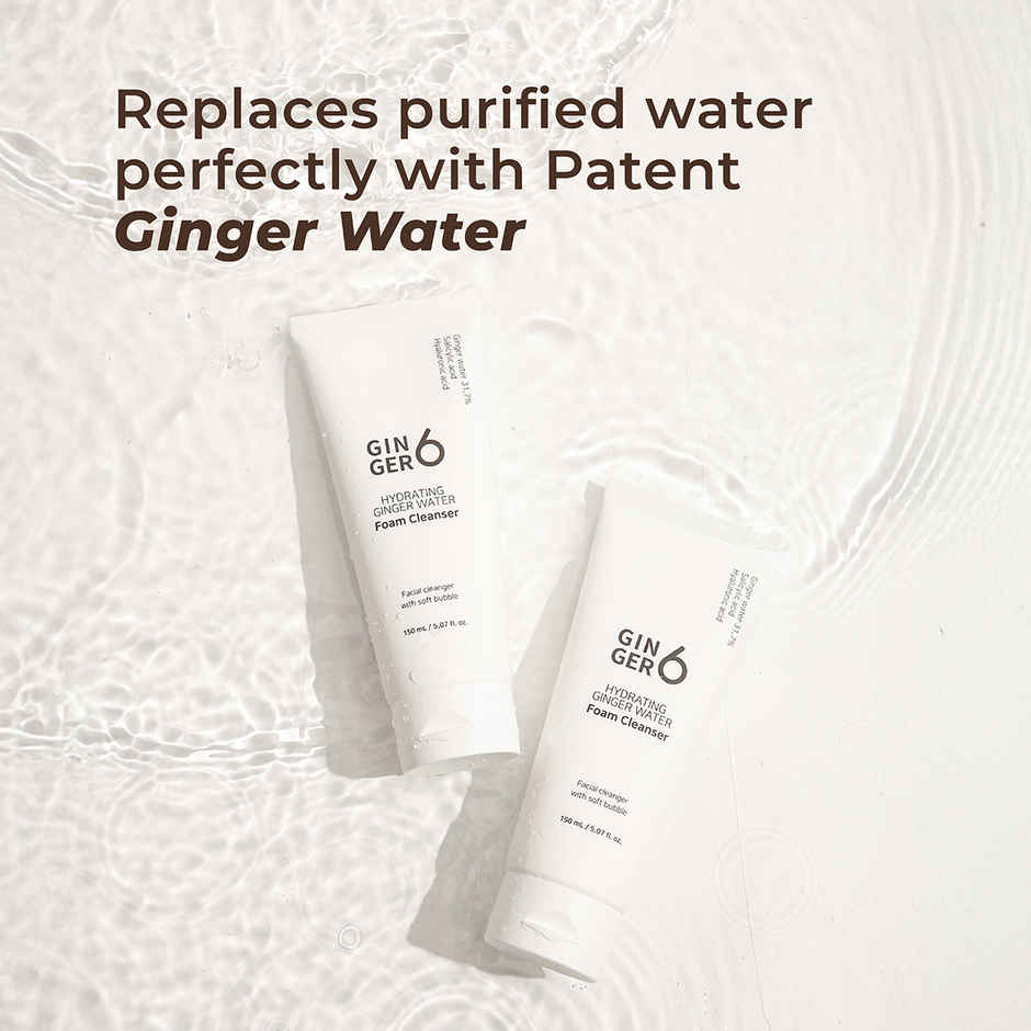 GINGER6 Hydrating Foam Cleanser | 31.7% Ginger Water, Salicylic Acid, Acne Care, HA Hydration