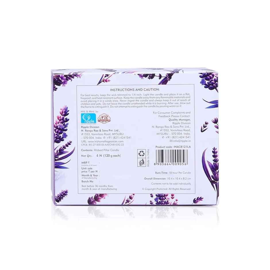 Scented Pillar Candles | Lavender | Pack of 4 | Home Decor | IRIS