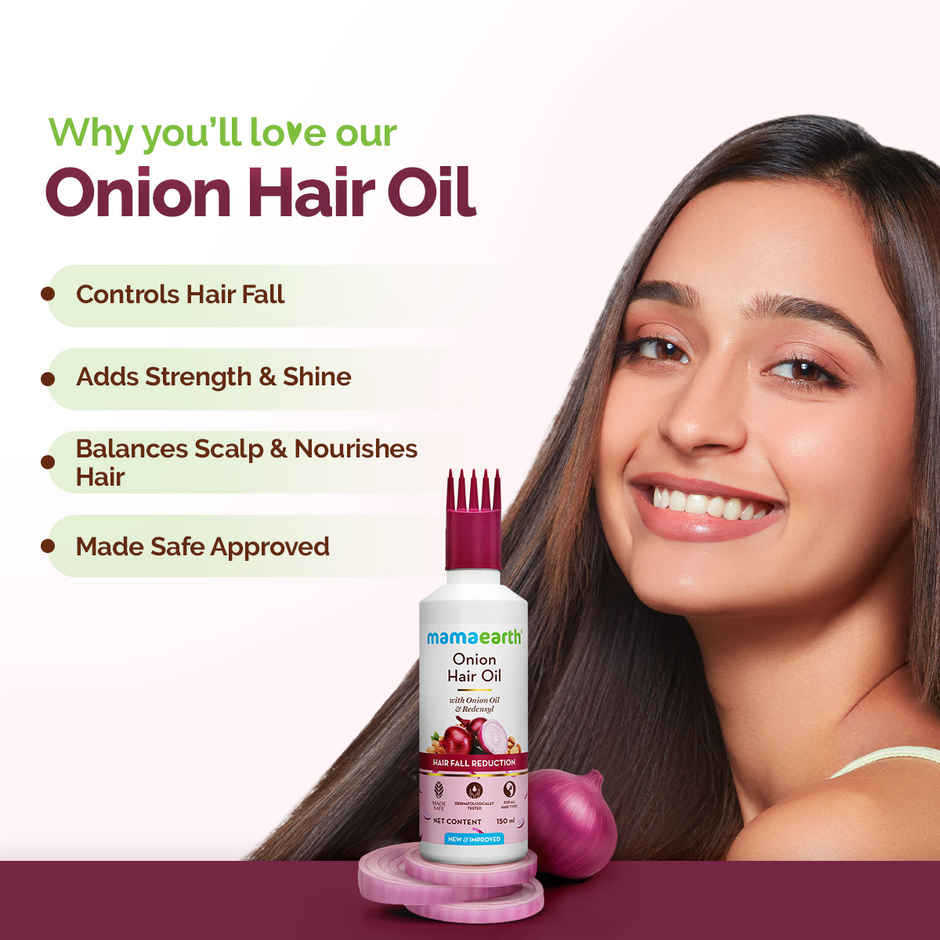 Mamaearth Onion Hair Oil for Hair Fall Control with Onion & Redensyl