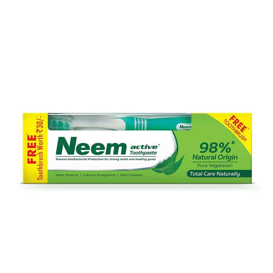 Neem Active Toothpaste And Free Toothbrush With Natural Antibacterial Protection For Strong Teeth