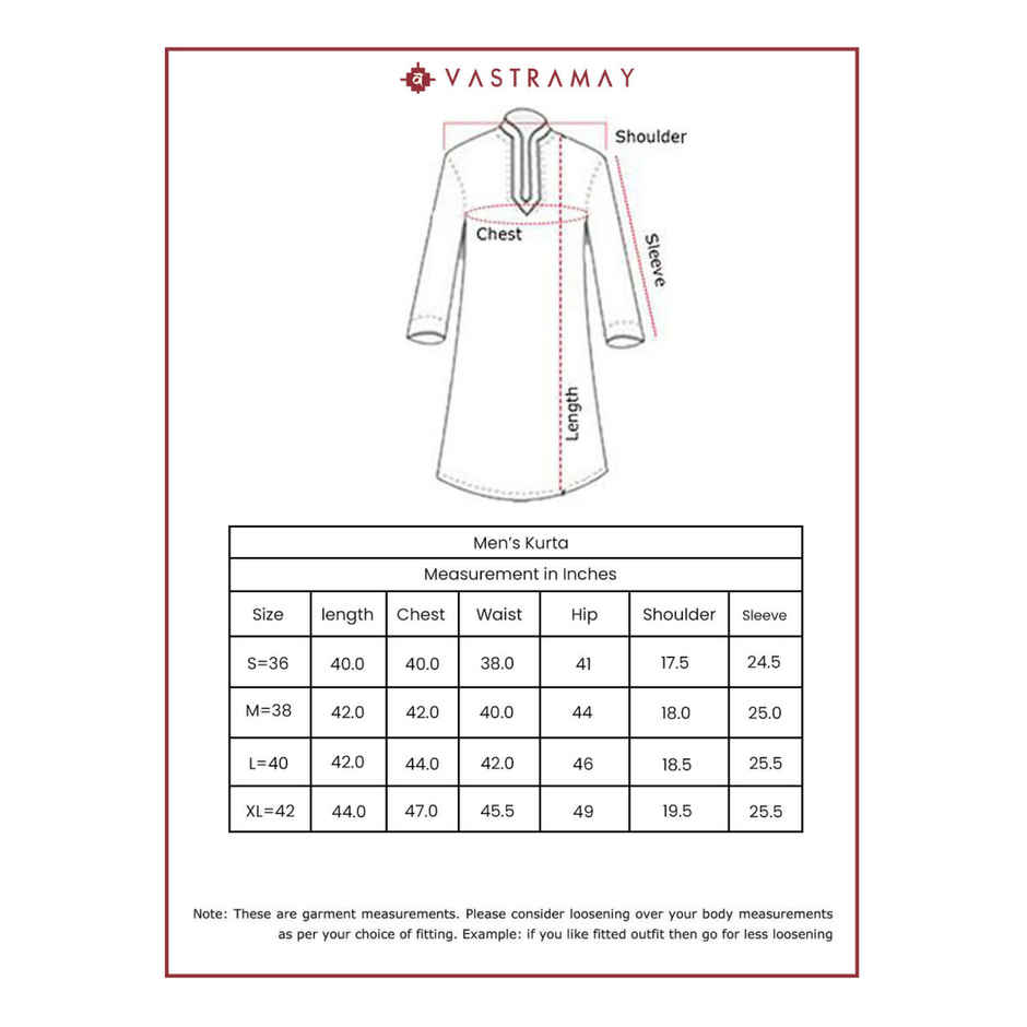 Vastramay Men's Cotton Blend Kurta | Yellow - XL