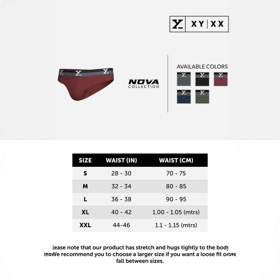 XYXX Men's Cotton Solid Briefs, Pack of 1, Jet Black| M