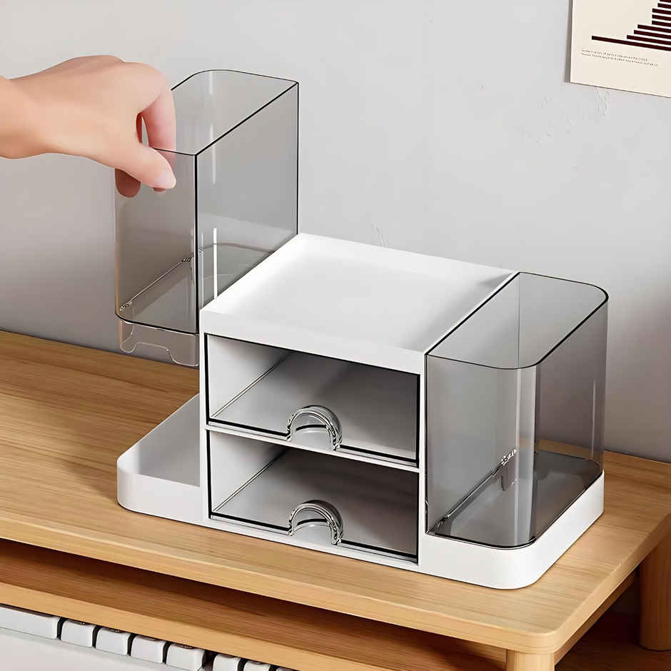 Zedak Plastic Multi-Purpose Desk Orginizer | White