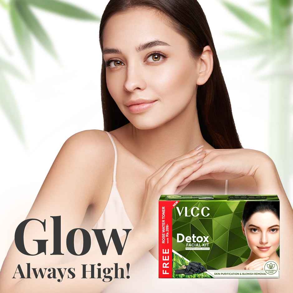 VLCC Activated Bamboo Charcoal Facial Kit with FREE Rose Water Toner