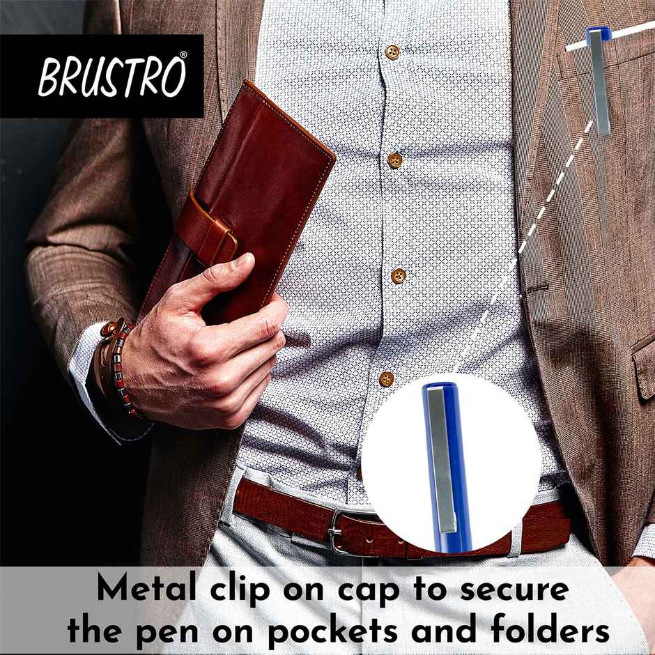 Brustro Aeroflow Liquid Ink Rollerball Pens 0.5 Micro Tip Pack Of 3 | Blue Ink