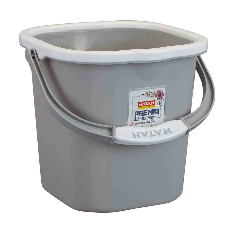 Ratan Plasticware Premia Bucket (5L X 1) - Diaso Grey|Light Weight And Easy To Carry