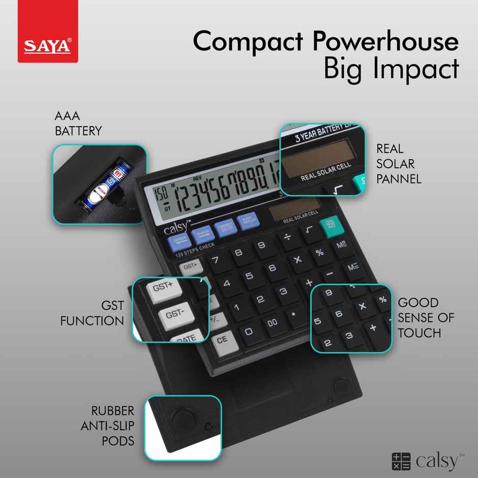 Saya Basic Check & Correct Desktop Calculator - SY-C512T1 , Accurate and Easy-to-Use