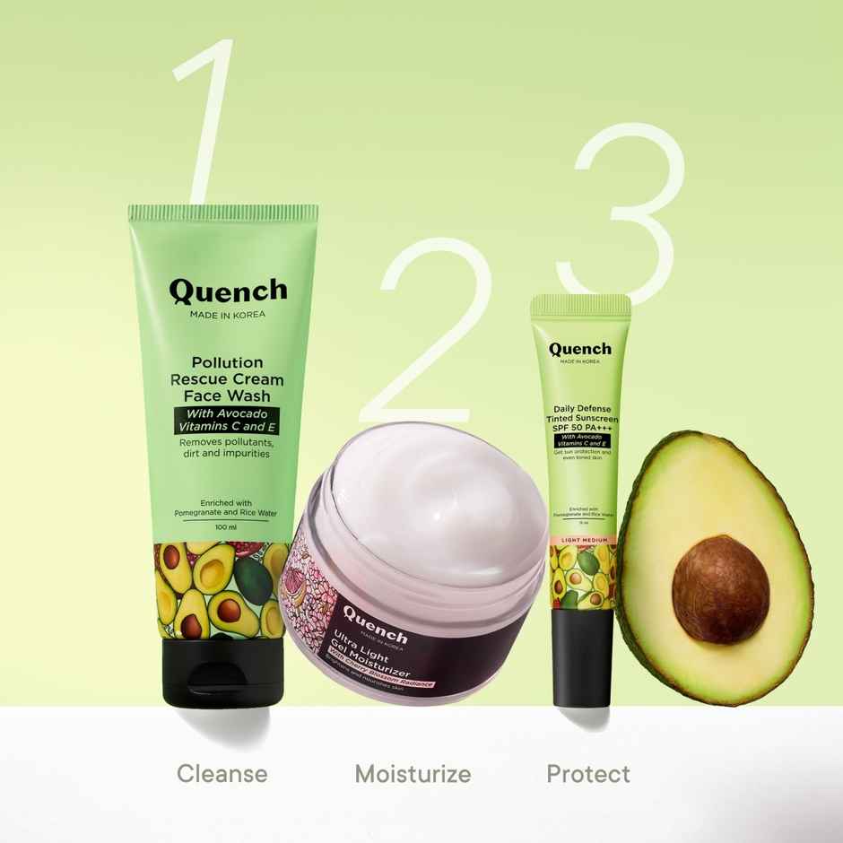 Quench Bravocado Daily Defense Tinted sunscreen SPF 50 PA+++ (Light Medium) 15ml