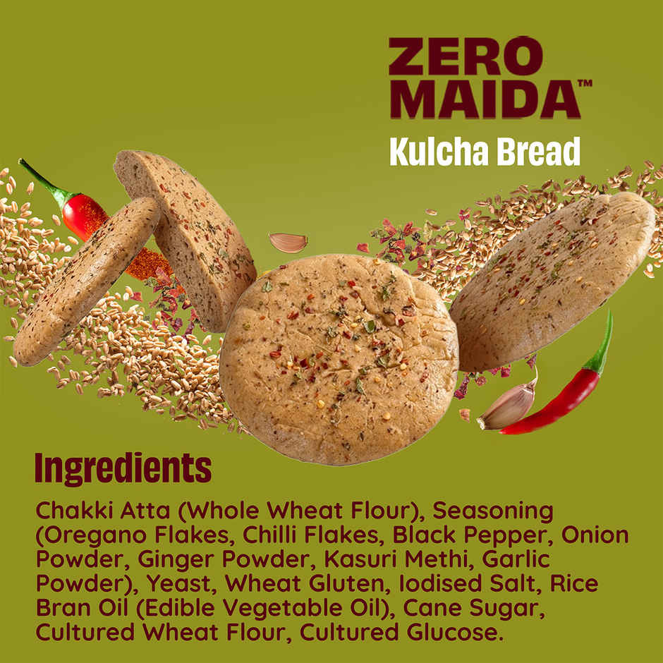 The Health Factory Zero Maida Kulcha Bread | Clean Label, Not Brown