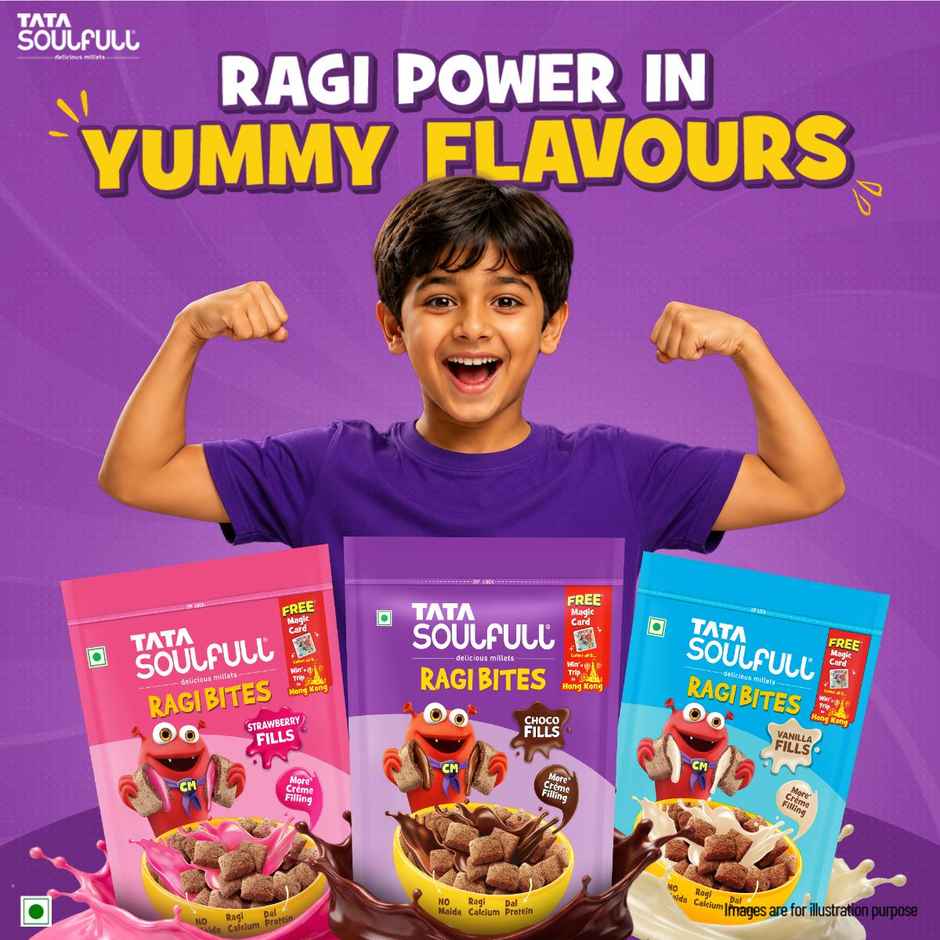 Tata Soulfull Ragi Bites Choco Fills, No Maida, More Cream Filling, Kids Cereal