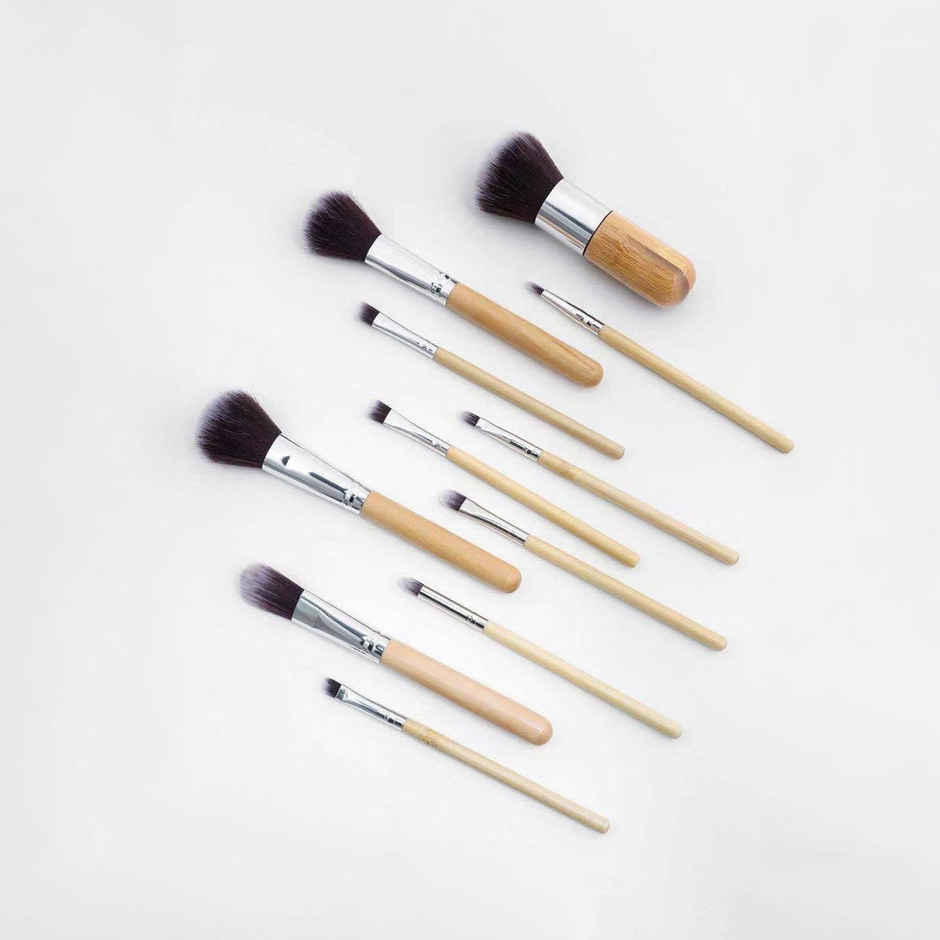 Bronson Professional Super Soft Bristles Hd Finish Bamboo Makeup Brush Set With Pouch